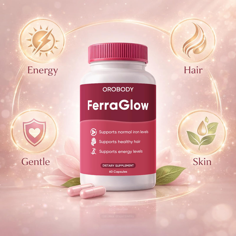 Ferraglow Daily Iron capsules arranged for easy daily intake.