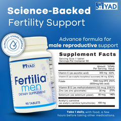 Close-up of Fertilia Men tablets for a simple daily routine.