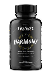 Harmony bottle front from Festival Wellness, post-festival recovery and mood support.