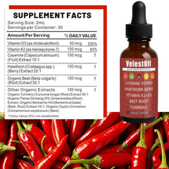 Fibosara Velestoff Cayenne Drops under tongue for quick absorption.