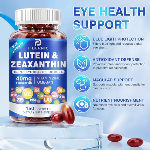 FIDERNIC Lutein Zeaxanthin softgel capsules with omega-3 and CoQ10 for retina vitality.