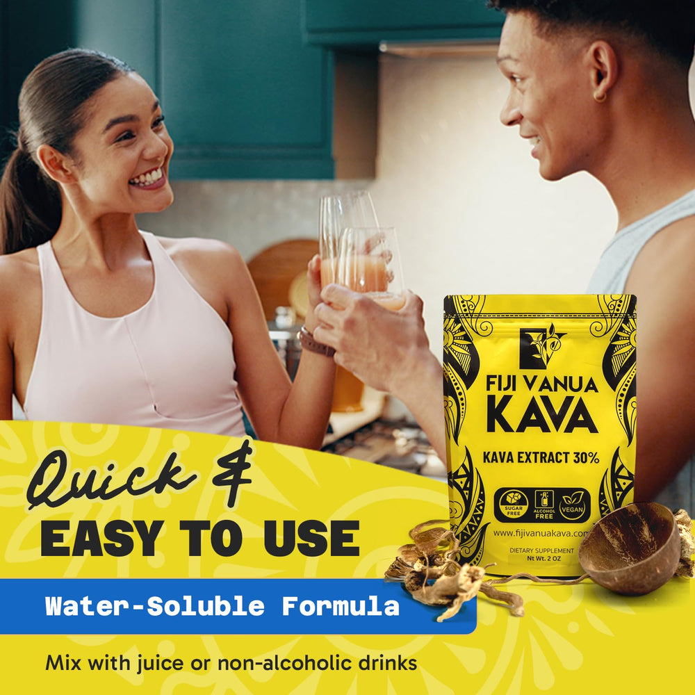 Fiji Vanua Kava dissolving in water shows fast mixability for portable enjoyment