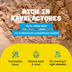 Secure, foil-sealed packaging preserves freshness of Fiji Vanua Kava instant powder.