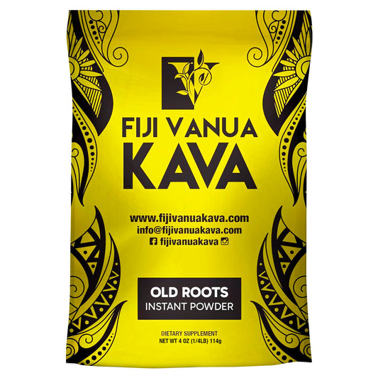 Fiji Vanua Kava instant old roots powder dissolves easily in water for a calm mix.