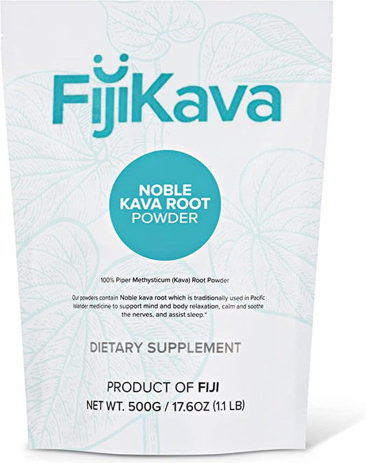 FijiKava Instant Kava Powder 500g package front for quick relaxation and easy mixing.