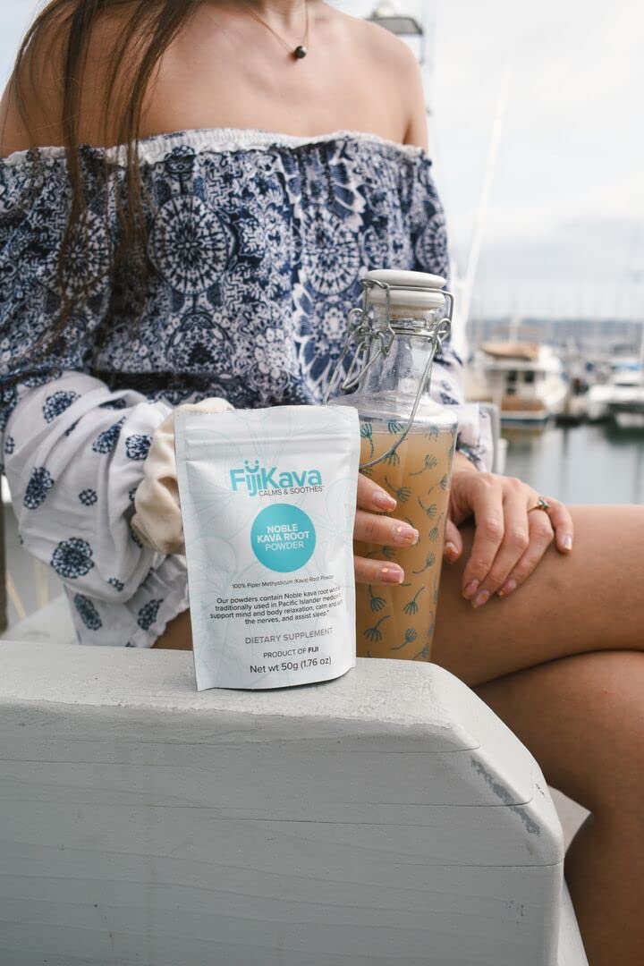 FijiKava powder stirred into water demonstrates fast mix and soothing unwind.