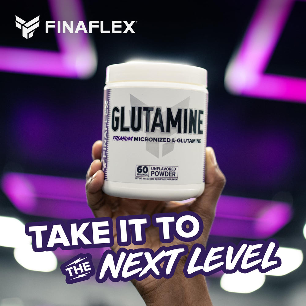 FINAFLEX Pure Glutamine in shaker showcases daily usage.