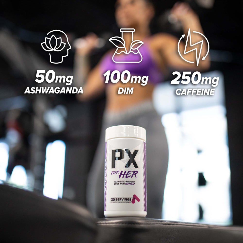 FINAFLEX PX for Her dosage chart showing 30 servings for a balanced routine