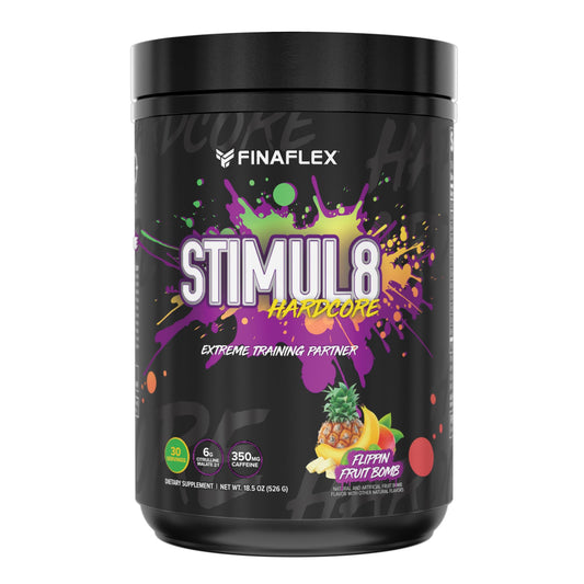 FINAFLEX Stimul8 Hardcore bottle ready for high-energy workouts.