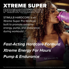 FINAFLEX Stimul8 Hardcore pump focus highlights intense vascularity during training.