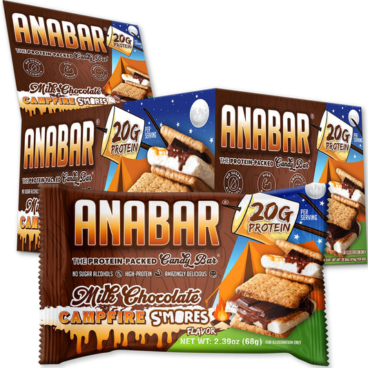 FINAL BOSS Anabar Milk Chocolate Campfire S'mores bar close-up showing 20g protein