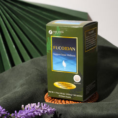 Fine Japan Fucoidan Wakame ingredients close-up featuring mekabu fucoidan and agaricus