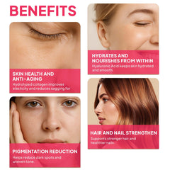 FINE JAPAN Hyaluron & Collagen Plus glass with the liquid ready to enjoy hydration benefits.