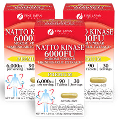 Fine Japan nattokinase bottle shows premium quality for daily wellness.