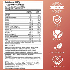 Fine Japan Nattokinase 6000FU Moromi vinegar powder closeup hints dual-ingredient blend