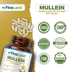 FineLand Mullein Leaf 20x Extract ingredient panel for vegan form
