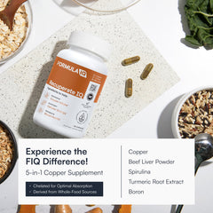 FIQ Recuperate IQ label reveals copper, beef liver, spirulina blend
