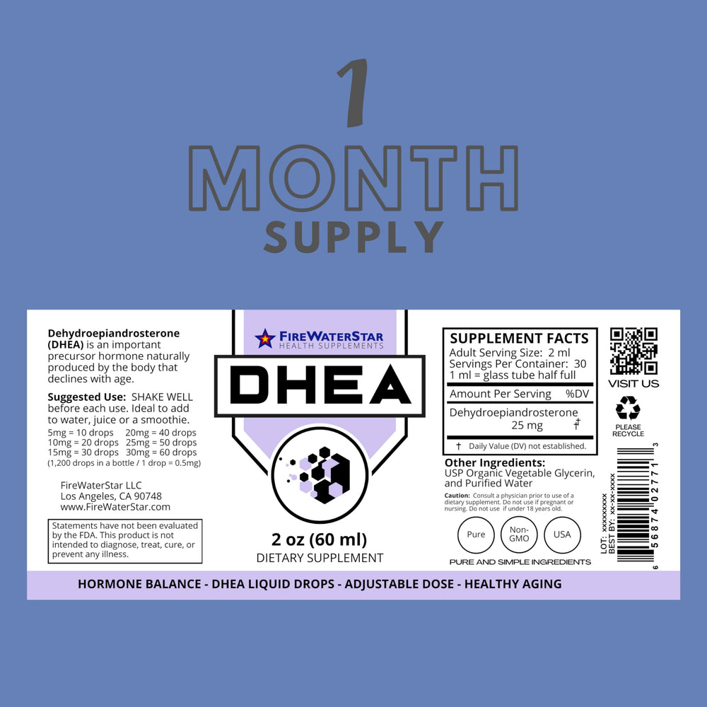 FireWATERSTAR DHEA drops being dispensed as a controlled pour for precise dosing.