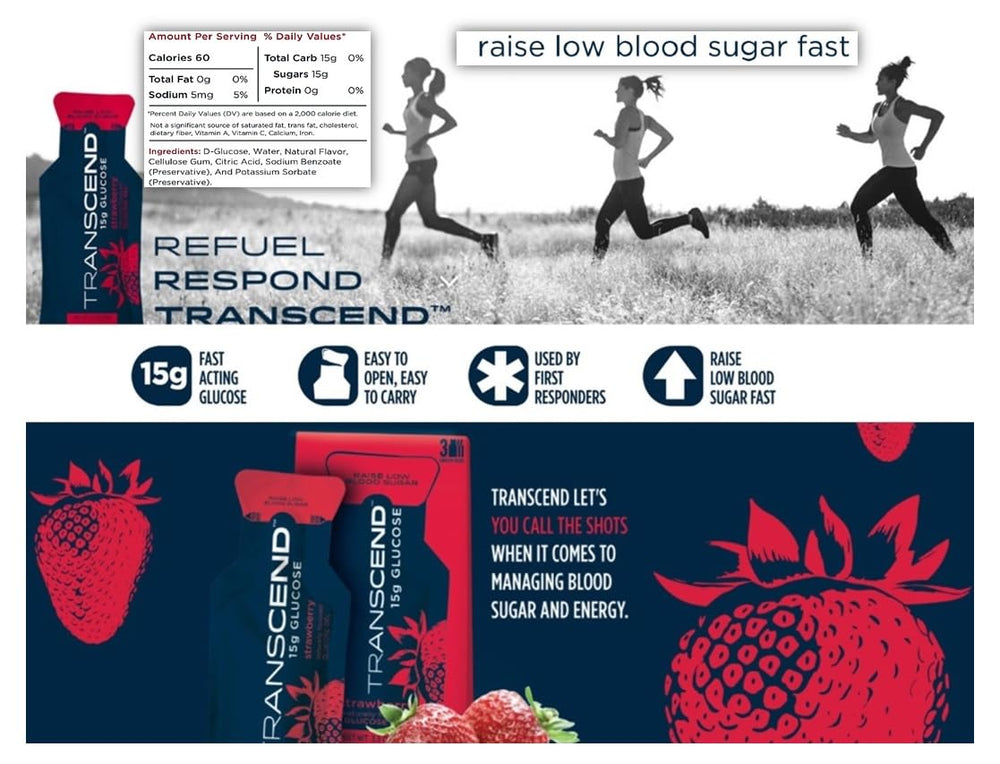 First Aid Global Transcend strawberry glucose gel pouch delivers fruity energy