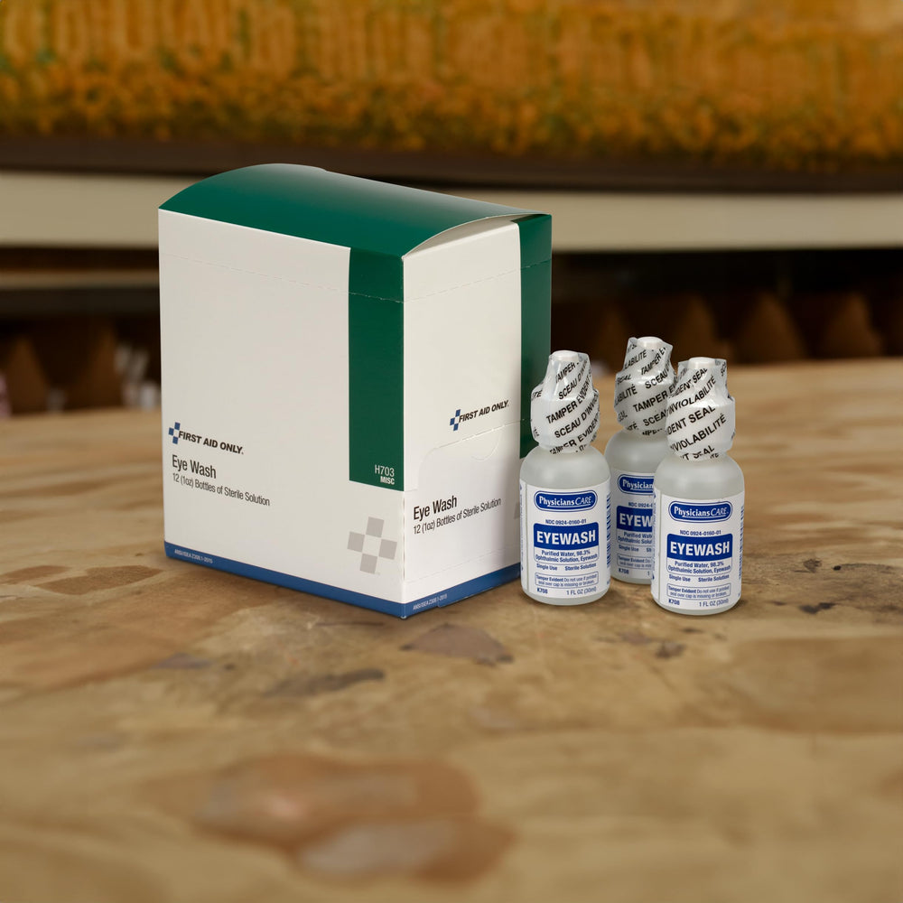 First Aid Only eye wash for quick, on-the-spot eye care.