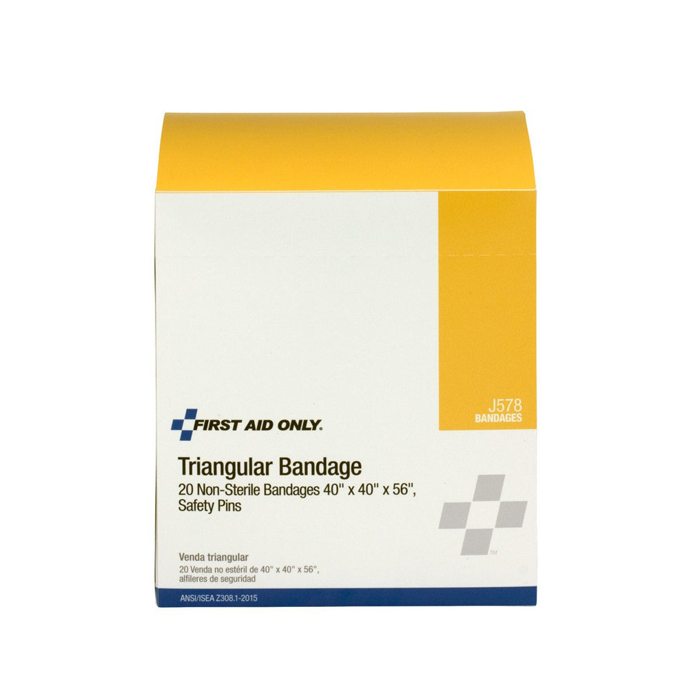 Two safety pins included with First Aid Only triangular bandage kit.