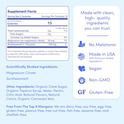 First Day Gummies nutrition panel highlights 2 g sugar and allergen-free status.