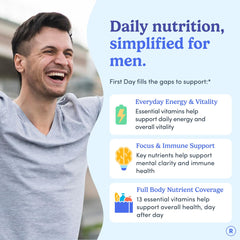 First Day multivitamin for men gummies closeup featuring a tasty daily wellness option