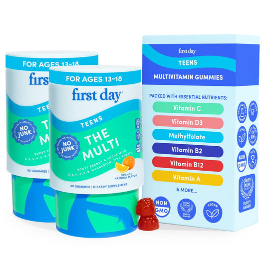 FIRST DAY teen multivitamin bottle for a simple daily routine