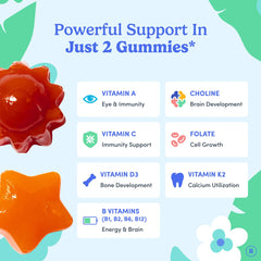 First Day Toddler Multivitamin Gummies bottle design emphasizes ease for parents.
