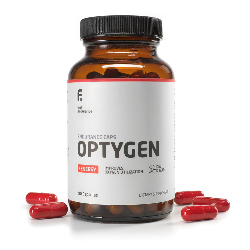 FIRST ENDURANCE Optygen bottle front view for endurance support during training