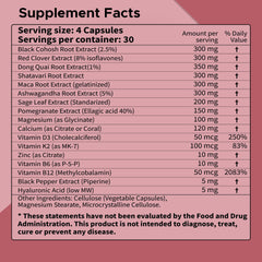 FirstOrganic Daily Menopause capsules close-up shows plant-based women’s wellness formula.