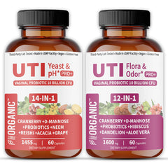 FIRSTORGANIC UTI Flora & Odor Pro+ bottle shown to illustrate daily balance potential