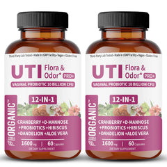 FIRSTORGANIC UTI Flora & Odor Pro+ bottle front showing daily balance support