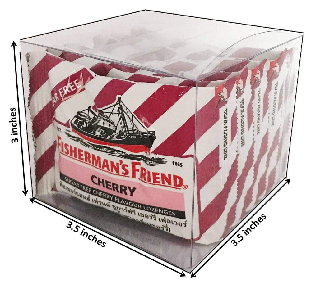 Thai-English labeling on Fisherman's Friend Cherry Sugar-Free Lozenges for easy identification.
