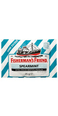 Fisherman's Friend Spearmint packaging front with on-the-go refreshment.