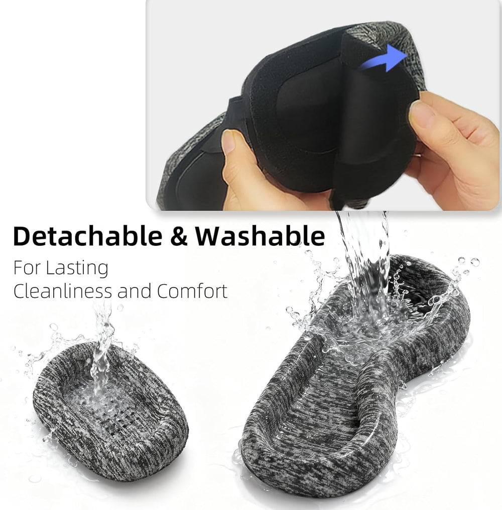 Fismool sleep mask detachable parts show easy cleaning and hygiene.