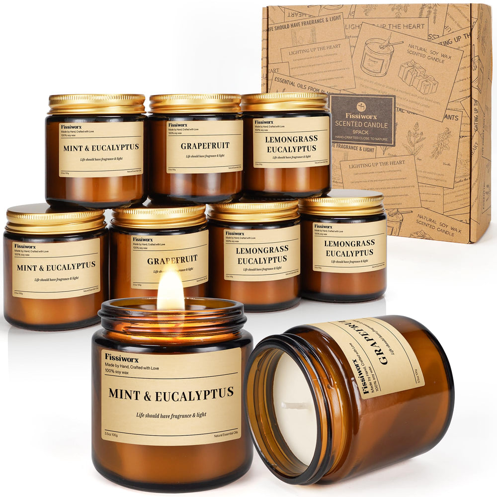 Fissiworx Mint-Eucalyptus amber candle jar for a refreshing calm at home.
