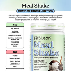 Fit & Lean packaging shows fiber and probiotics for digestion
