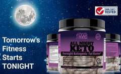 Night-time scene showing Clean+Lean Night Keto used before bed