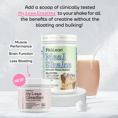 Fit & Lean Meal Shake vibrant fruit and vegetable mix visuals suggest natural nutrition
