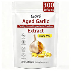 FITactic Elare aged garlic bottle front with odorless capsules for daily heart and immune support.