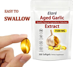 Graphic highlights odorless formula and enhanced absorption of FITactic Elare aged garlic.