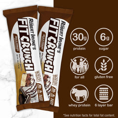 Fit Crunch six-layer baked bar close-up highlights texture and layered structure.