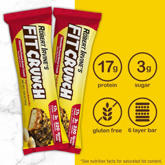 Six-layer baked texture in a FITCRUNCH bar cross-section close-up