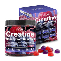 Fitfido Creatine Gummies Raspberry bottle offers convenient daily fitness support