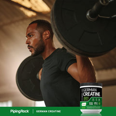 Fitness Labs creatine monohydrate powder packaging detail with Creapure branding.