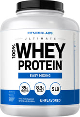 Fitness Labs whey protein unflavored 5lb bag for versatile shakes.