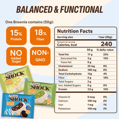 FitnesSHOCK white chocolate dessert brownie bars cookie-cream – smooth texture, perfect with coffee.