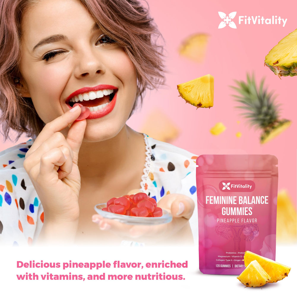 FitVitality gummies with Vitamin D and magnesium icons underscore essential mineral support.