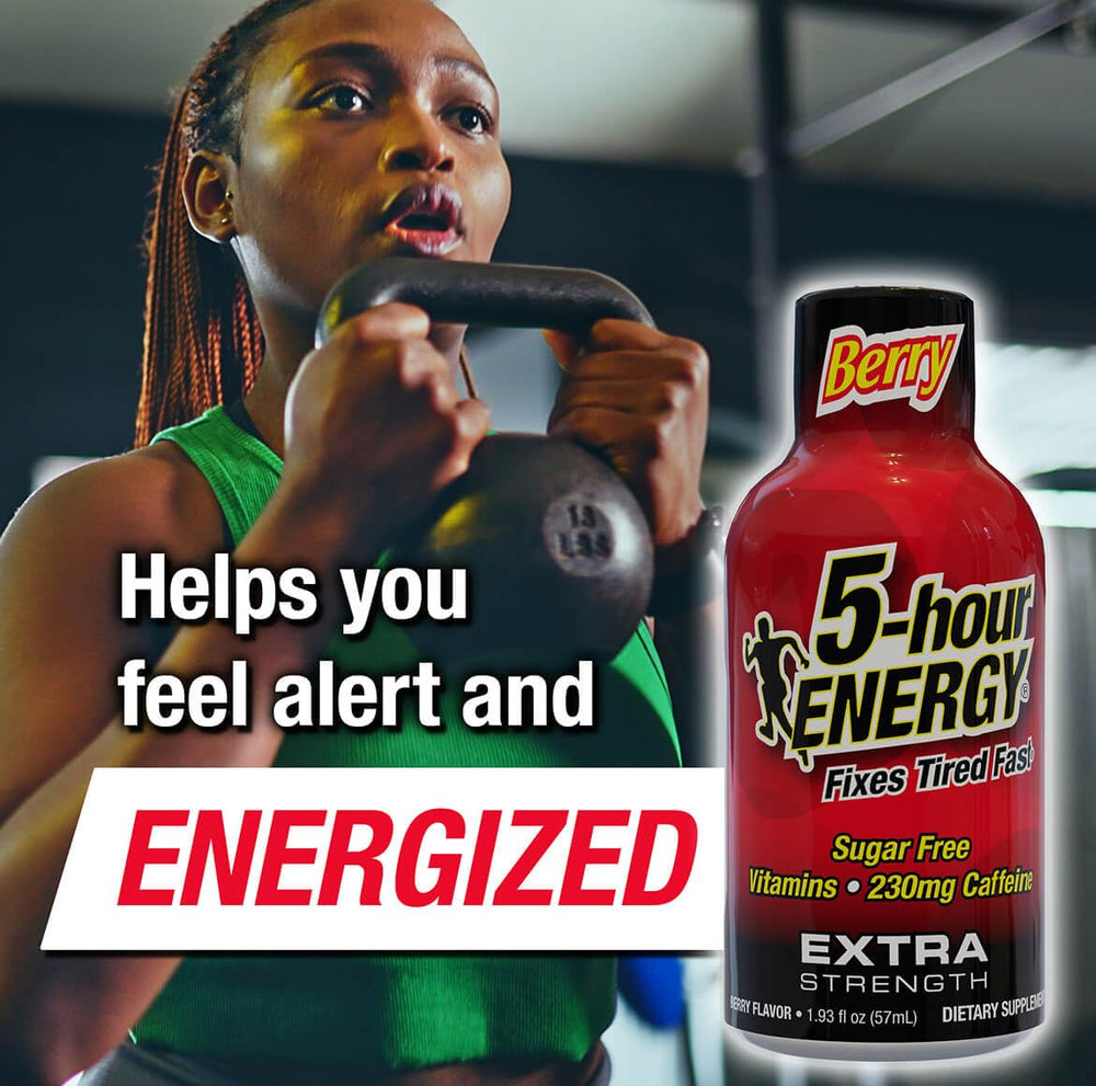 Shot taken during workout shows portable caffeine on the go.